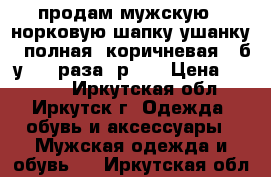 продам мужскую   норковую шапку-ушанку , полная, коричневая,  б/у 1-2 раза, р,60 › Цена ­ 4 500 - Иркутская обл., Иркутск г. Одежда, обувь и аксессуары » Мужская одежда и обувь   . Иркутская обл.